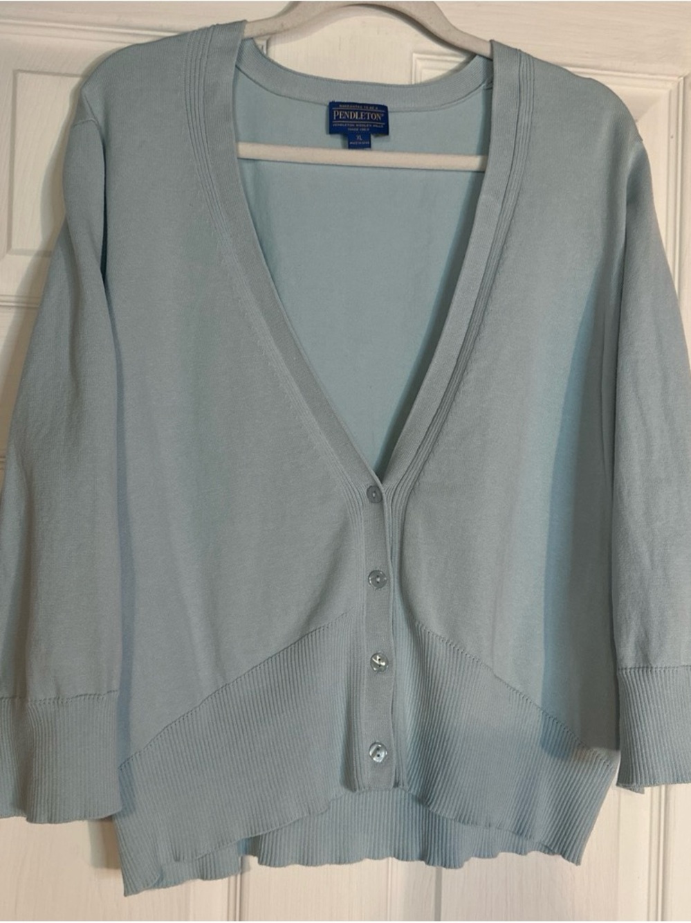Pendleton Pale Blue V-Neck Button-Front Sweater